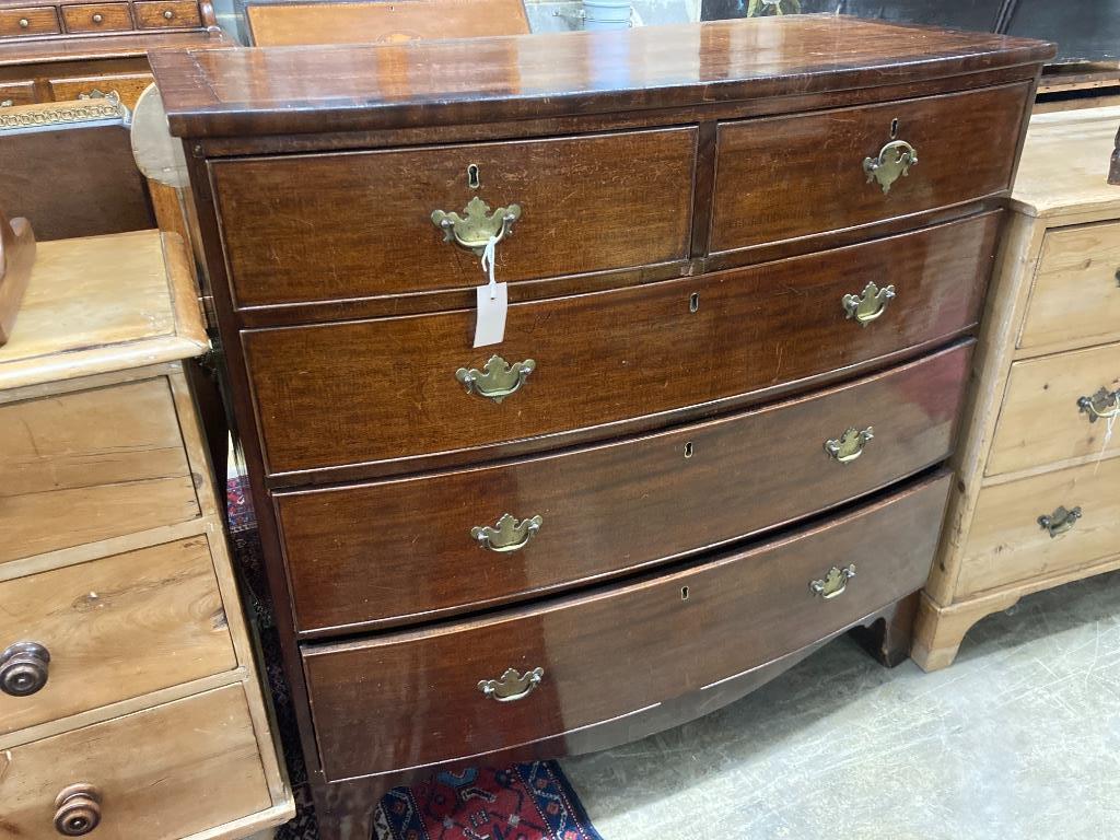 A 19th century mahogany bow-fronted chest of drawers, width 107cm, depth 52cm, height 106cm